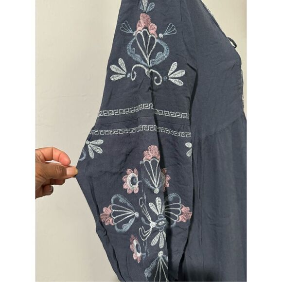 Knox Rose boho embroidered tassels tie dress L - Picture 5 of 6